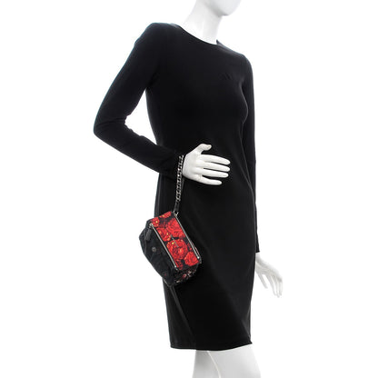 Givenchy Rubber Effect Calfskin Floral Print Pandora Wristlet Black Multicolor 2 of 7