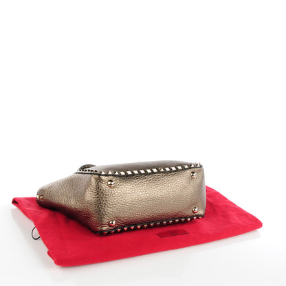 Valentino Garavani Metallic Alce Printed Calfskin Small Rockstud Tote Sasso 4 of 7