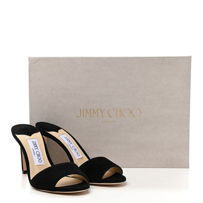 Jimmy Choo Suede Stacey 85 Sandal Pumps 36 Black 8 of 8
