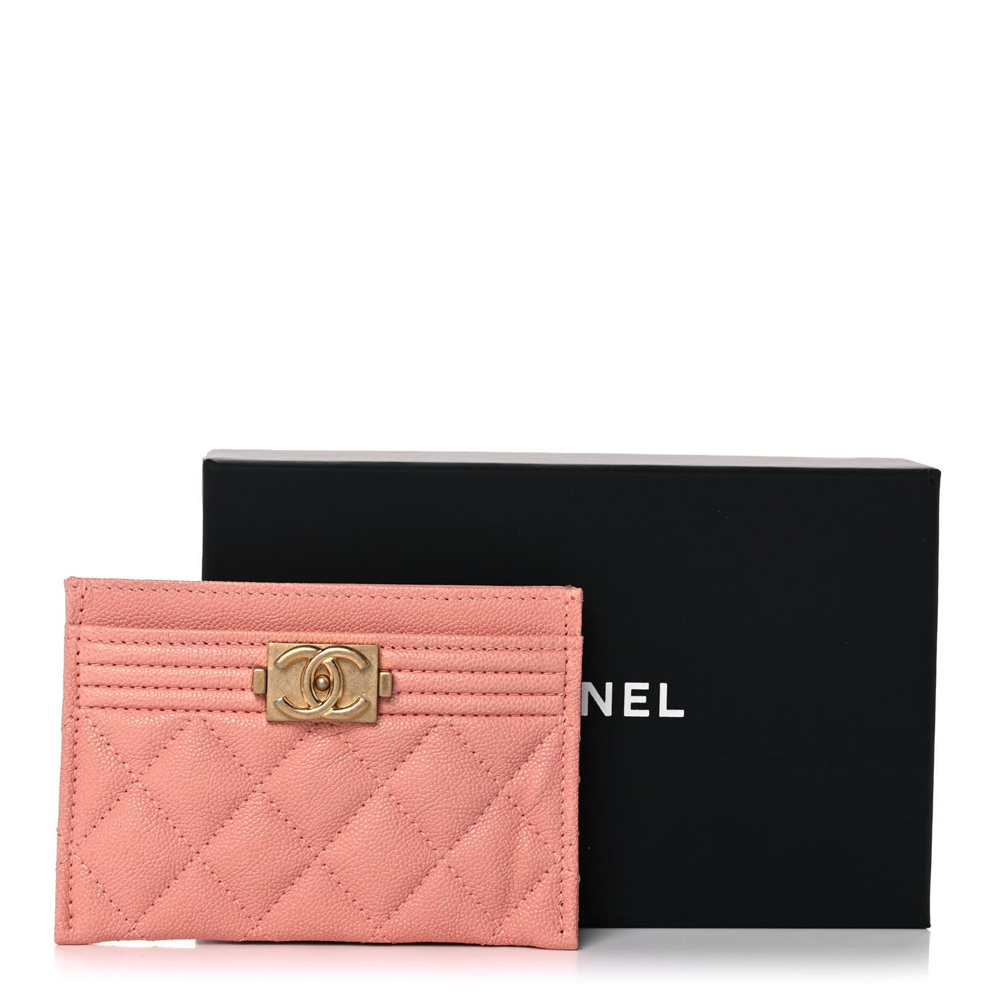 Caviar Quilted Boy Card Holder Pink