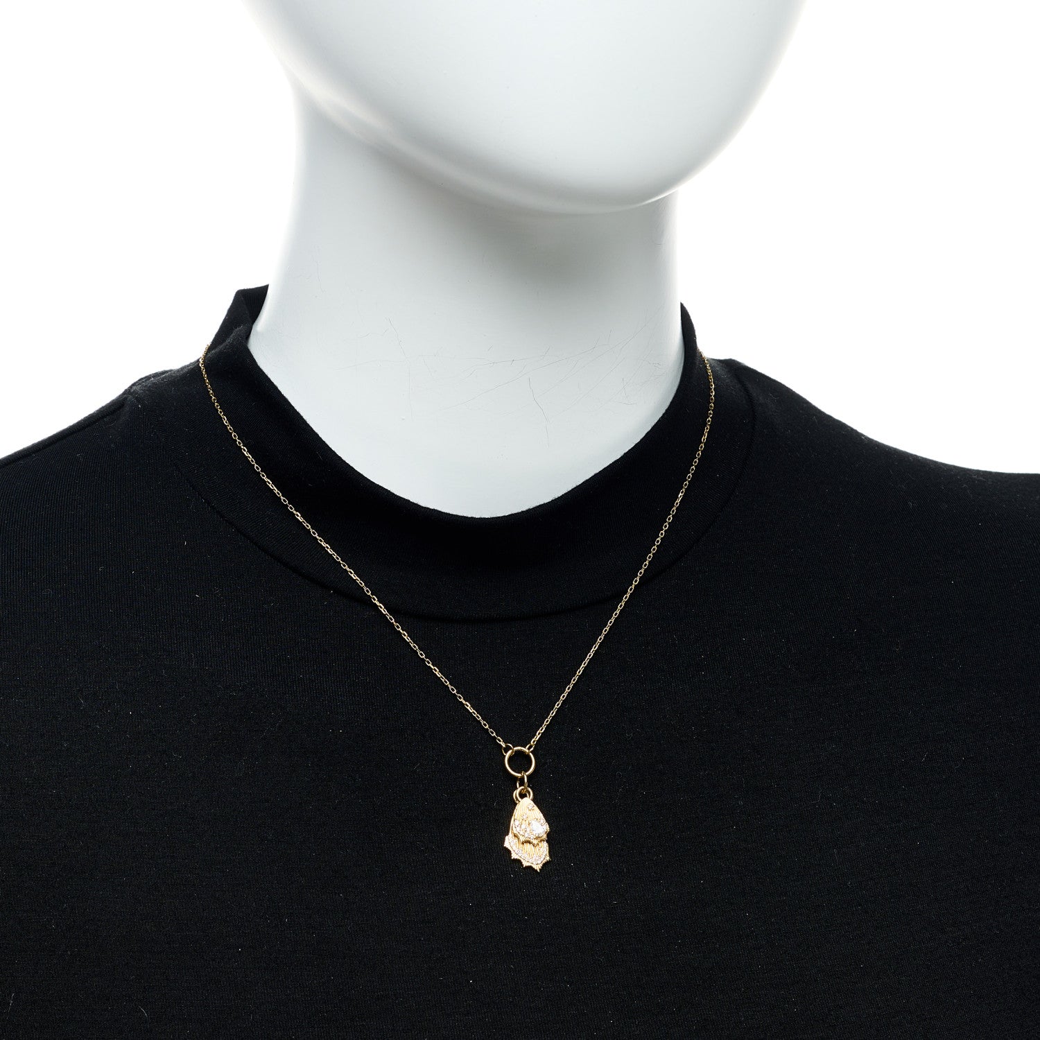 Foundrae 18K Yellow Gold Diamond Encrusted Butterfly Wings Miniature Medallion Necklace 2 of 6