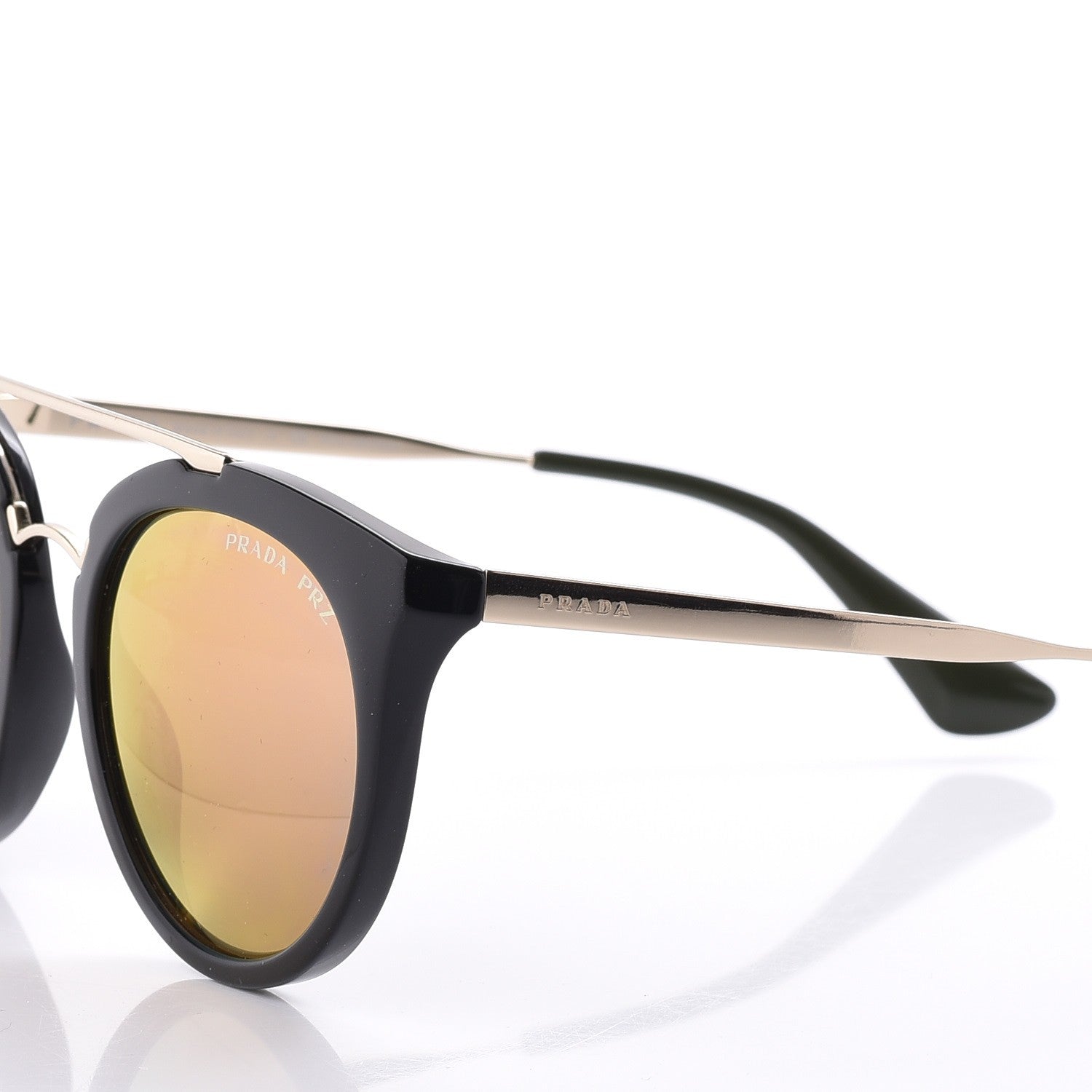 Prada Cinema Polarized Sunglasses SPR23S Black Gold 6 of 8