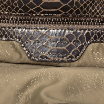 Stella McCartney Metallic Snakeskin Print Small Falabella Fold Over Tote Brown 7 of 9
