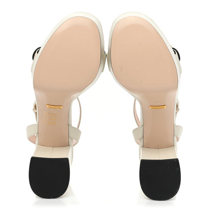 Gucci Calfskin GG Marmont Ankle Wrap 30/85mm Platform Sandals 39.5 Mystic White 5 of 10