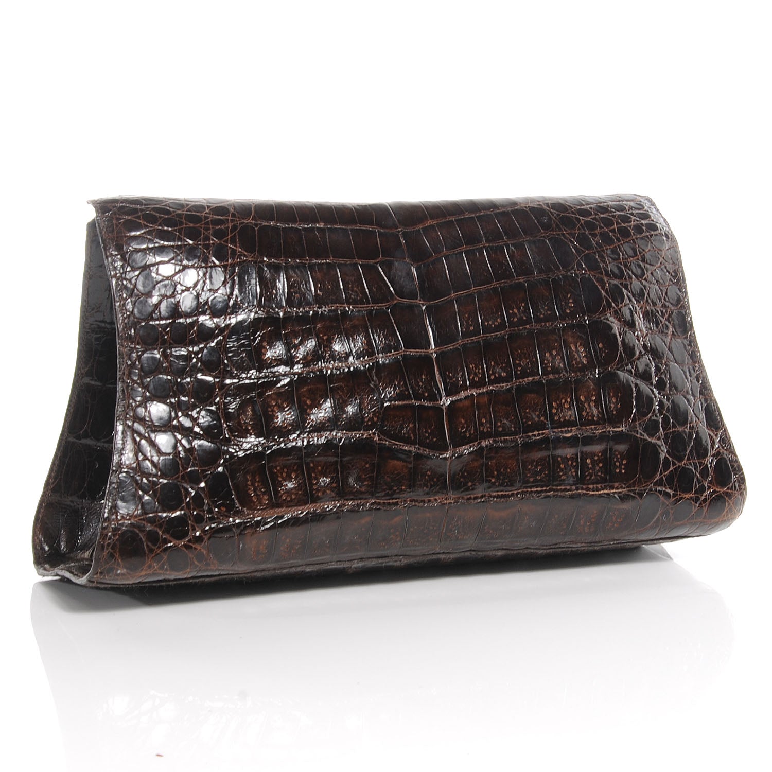 Nancy Gonzalez Crocodile Envelope Clutch Brown 3 of 6
