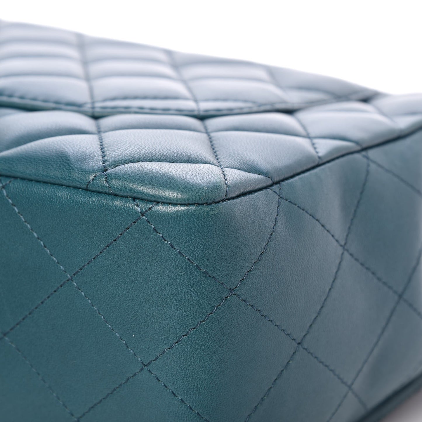 Lambskin Quilted Jumbo Single Flap Turquoise