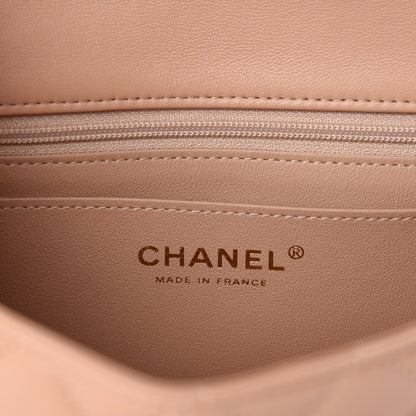 Chanel Lambskin Quilted Mini Top Handle Rectangular Flap Beige 8 of 11