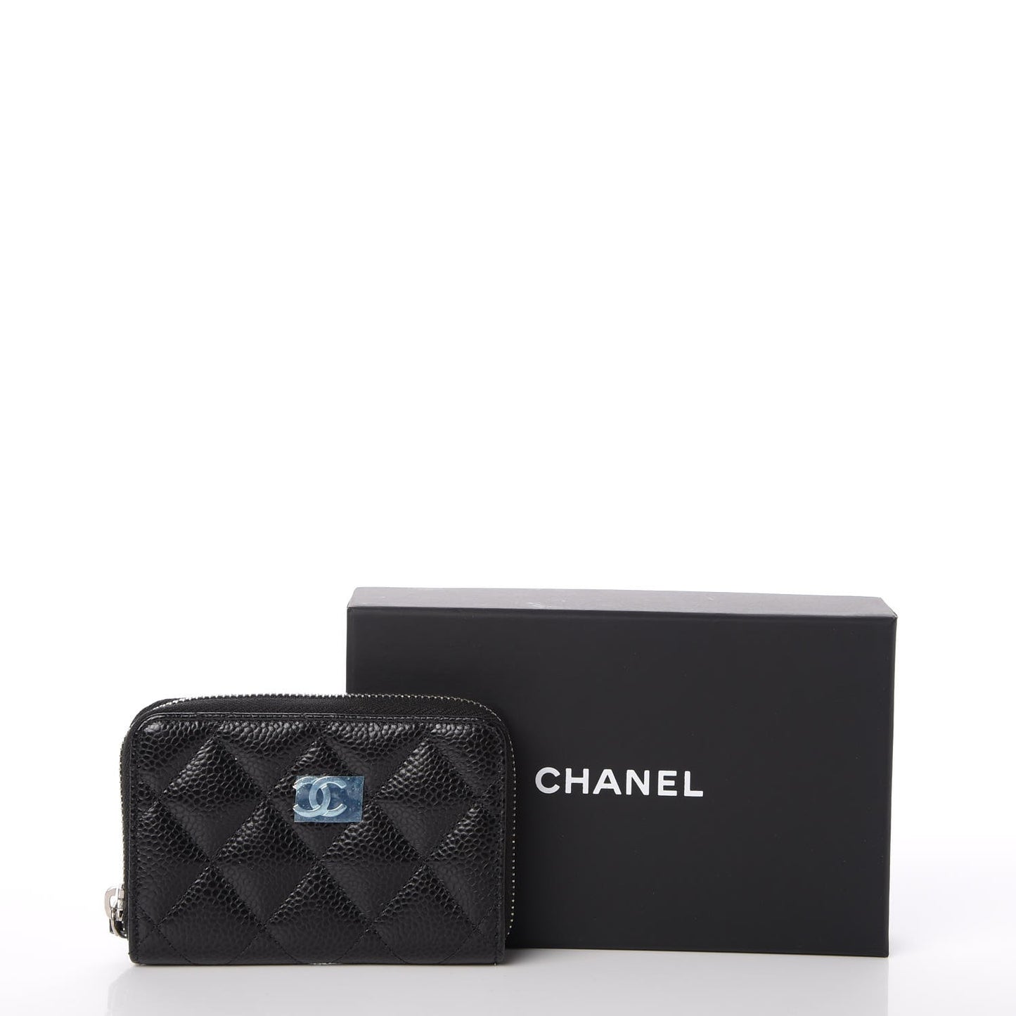 Caviar Quilted Zip Coin Purse Black
