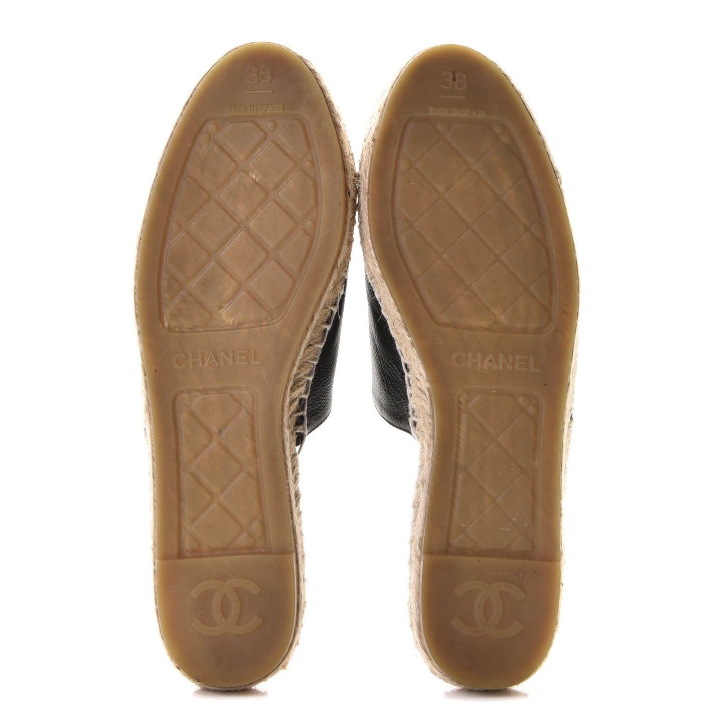 Calfskin CC Espadrille Mules 38 Black