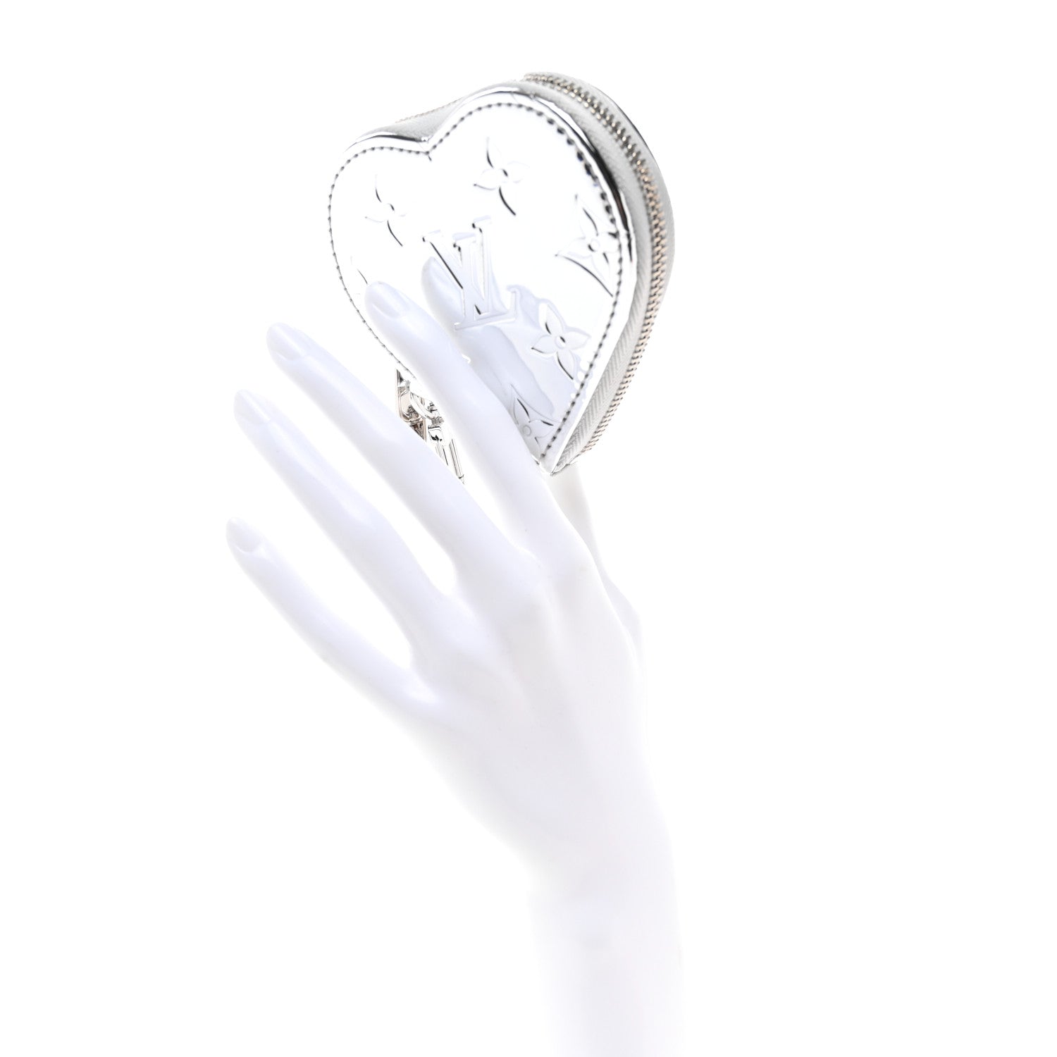 Louis Vuitton Monogram Mirror Heart Coin Purse Silver 2 of 6