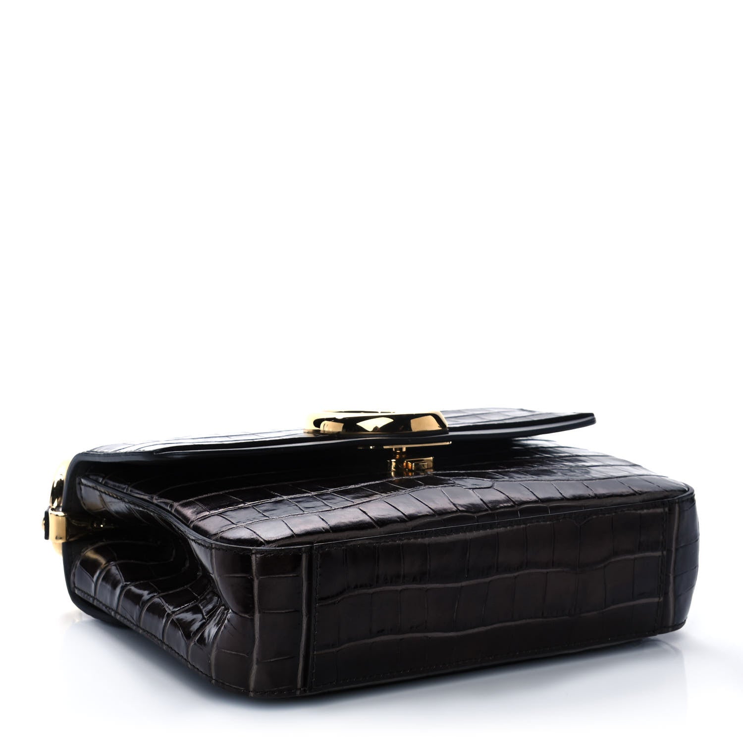 Chloe Calfskin Crocodile Embossed Medium C Double Carry Profound Brown 3 of 13