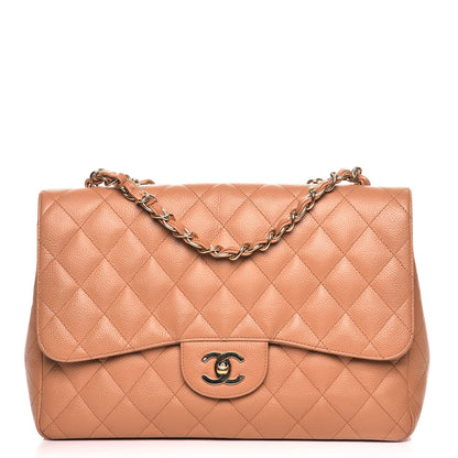 Chanel Caviar Quilted Jumbo Single Flap Light Brown 1 of 9