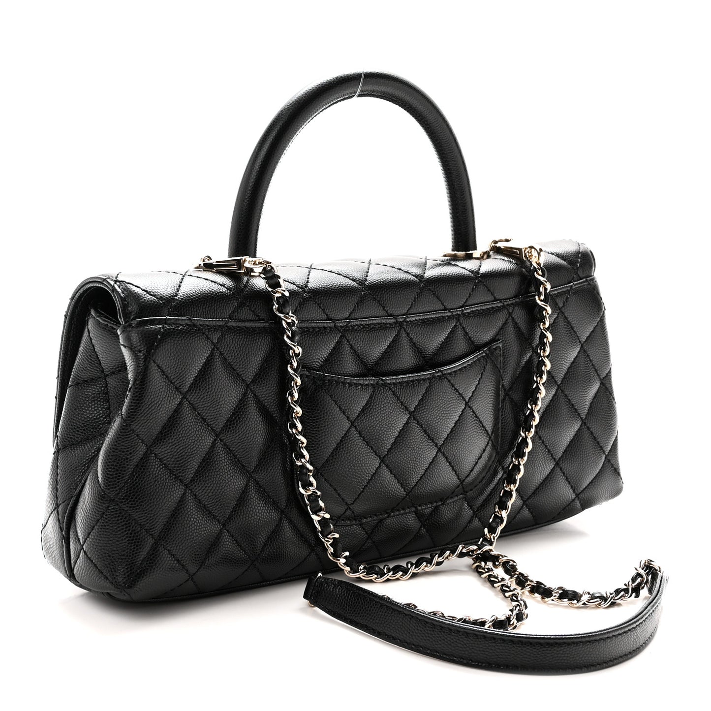 Caviar Quilted Maxi East West Coco Handle Flap Black