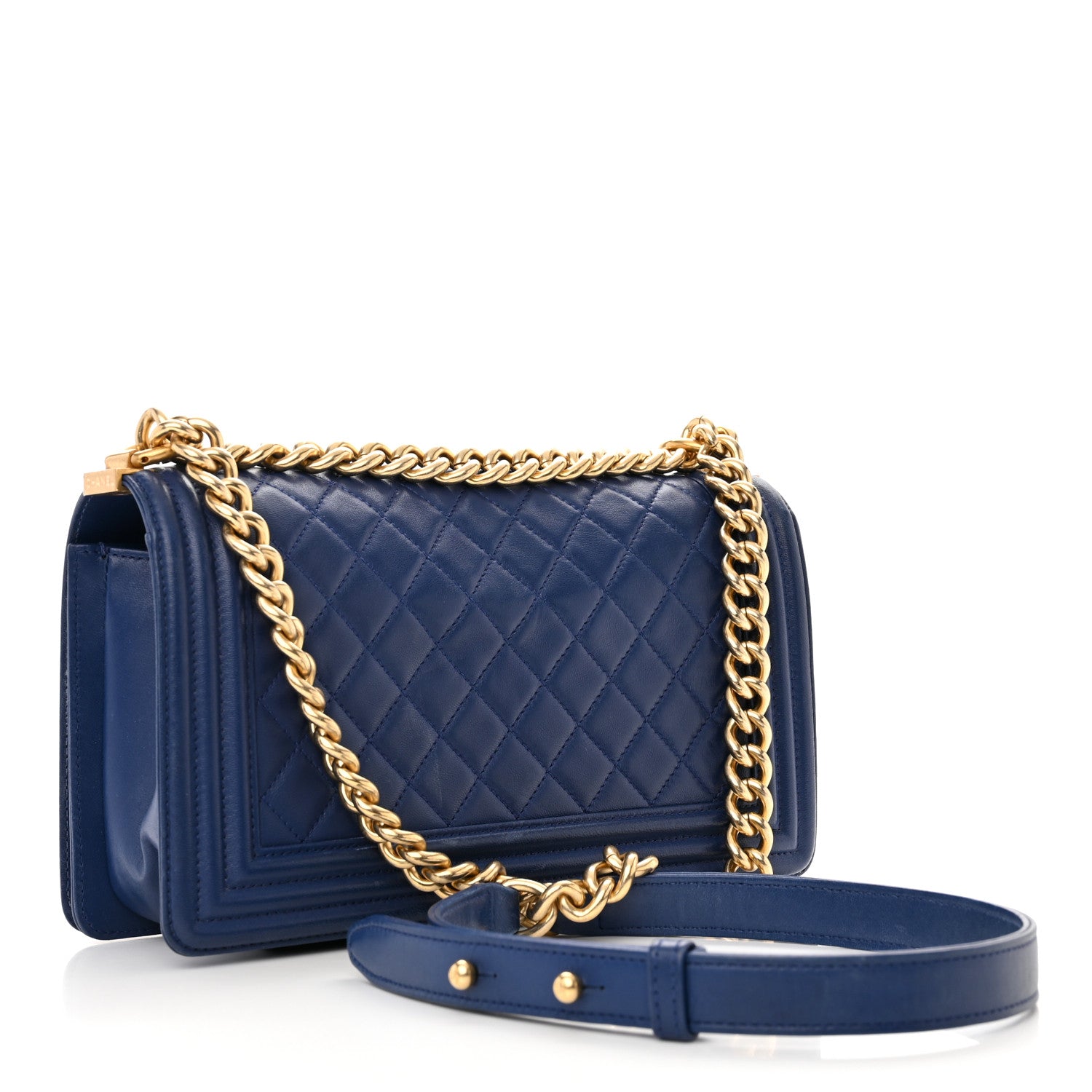 Chanel Lambskin Quilted Medium Boy Flap Blue 3 of 16