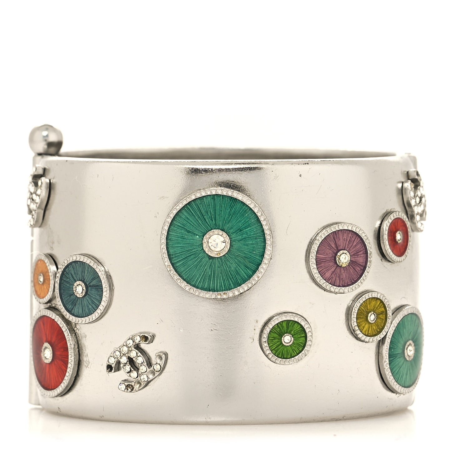 Metal Crystal CC Cuff Silver