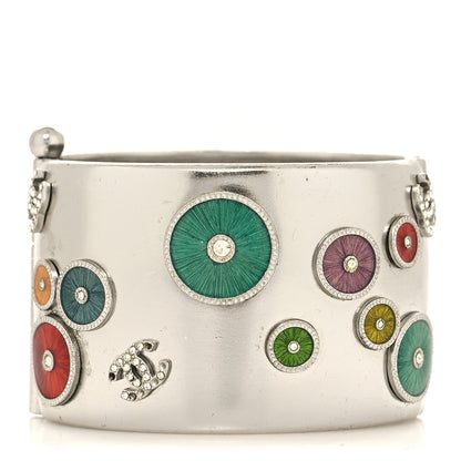 Chanel Metal Crystal CC Cuff Silver 1 of 8