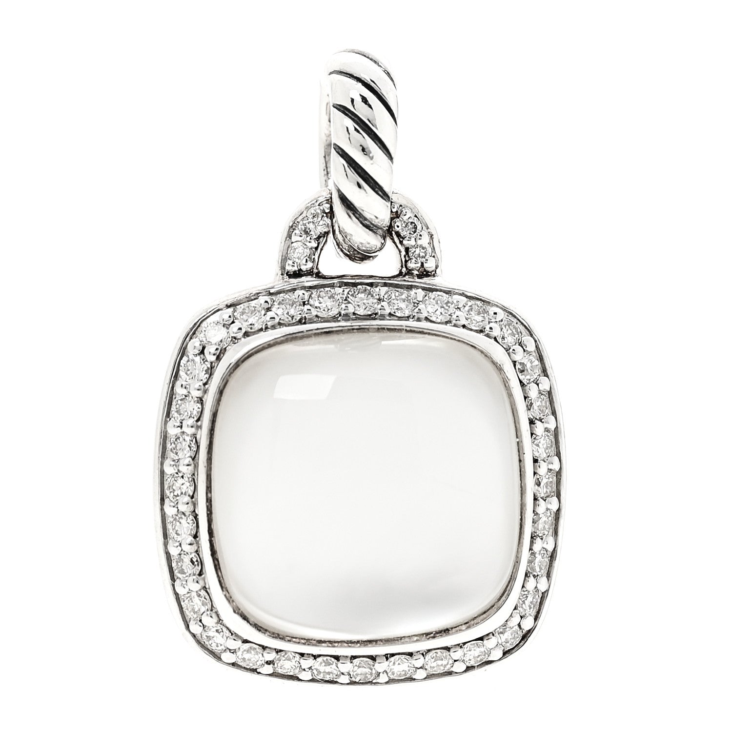 David Yurman Sterling Silver Diamond Moon Quartz 11mm Albion Enhancer Pendant 1 of 4