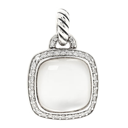 David Yurman Sterling Silver Diamond Moon Quartz 11mm Albion Enhancer Pendant 1 of 4