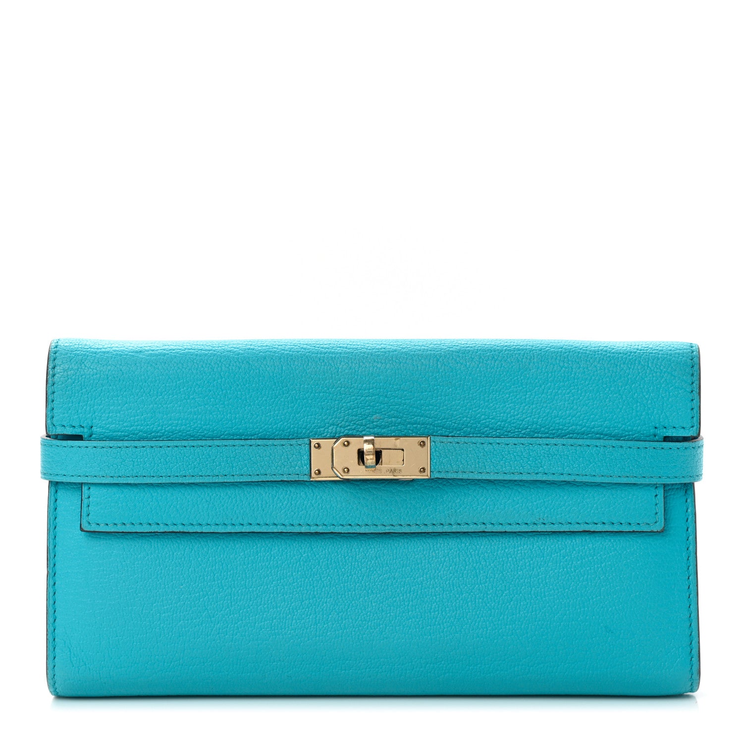 Hermes Chevre Mysore Kelly Longue Wallet Turquoise 1 of 7