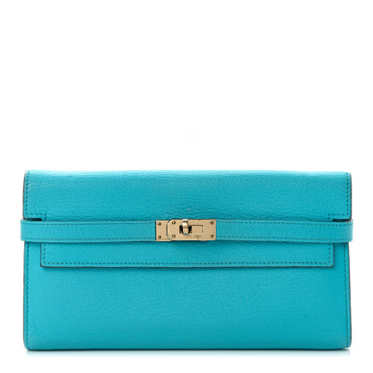 Hermes Chevre Mysore Kelly Longue Wallet Turquoise 1 of 7