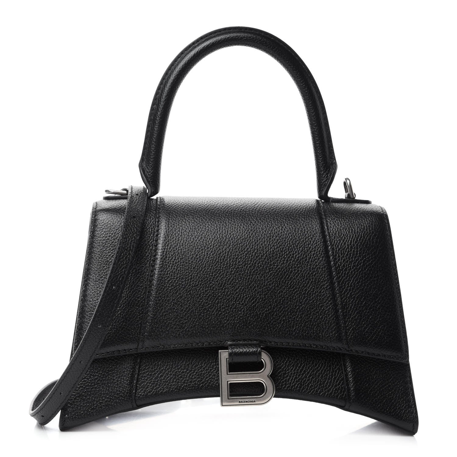Balenciaga Grained Calfskin Small Hourglass Top Handle Bag Black 1 of 11