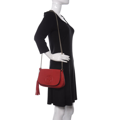 Gucci Pebbled Calfskin Medium Soho Flap Crossbody Tabasco Red 2 of 12