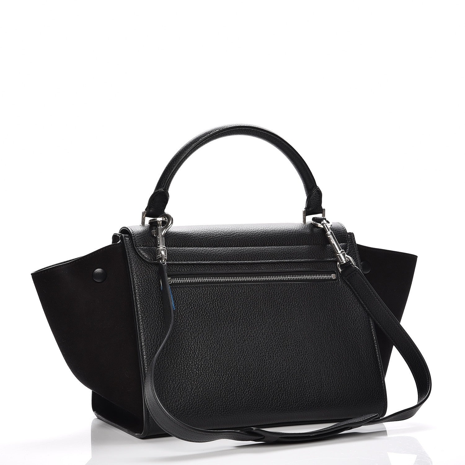 Celine Drummed Calfskin Suede Small Trapeze Black 4 of 7