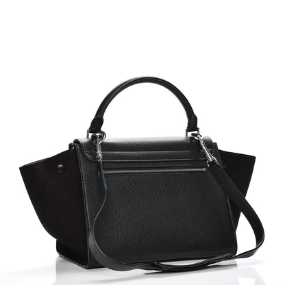 Celine Drummed Calfskin Suede Small Trapeze Black 4 of 7