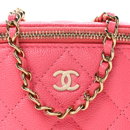 Chanel Caviar Quilted Mini Vanity Case With Chain Pink 8 of 10