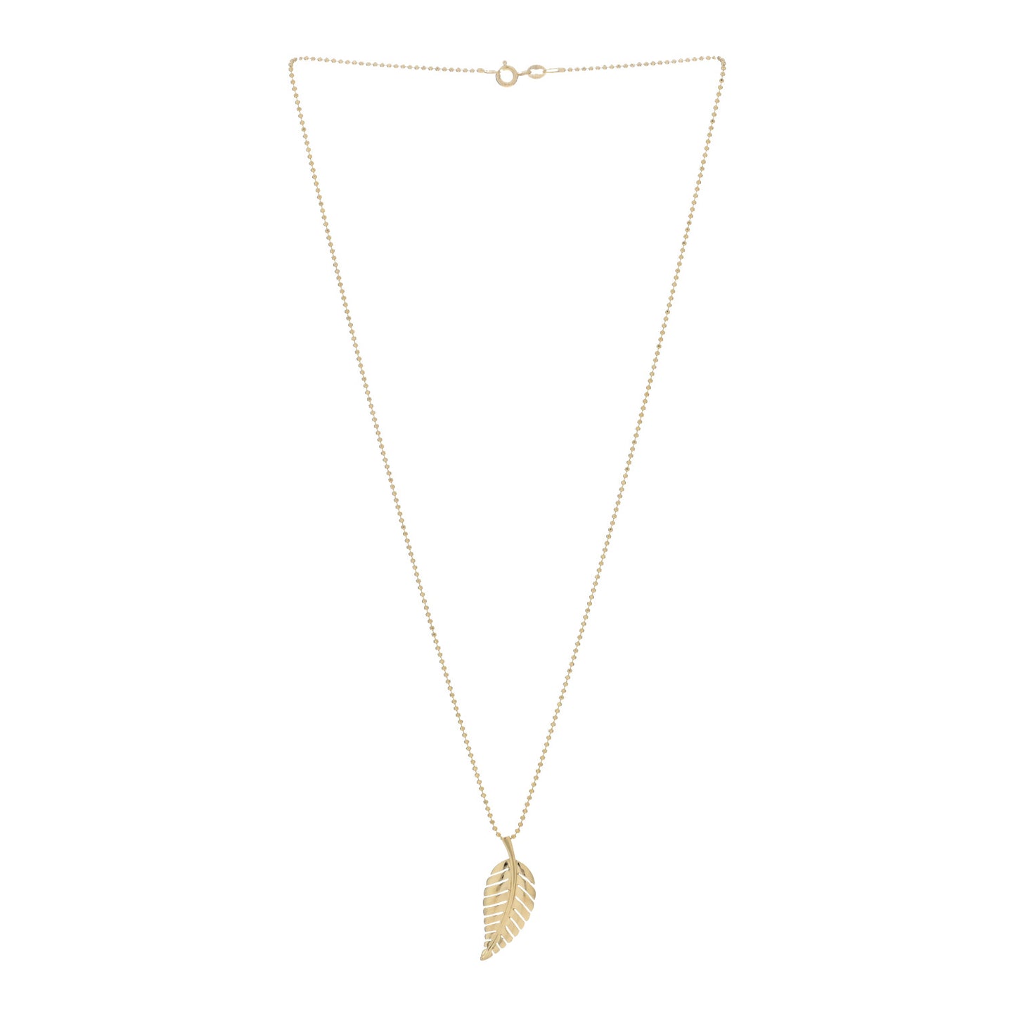 18K Yellow Gold Small Leaf Necklace