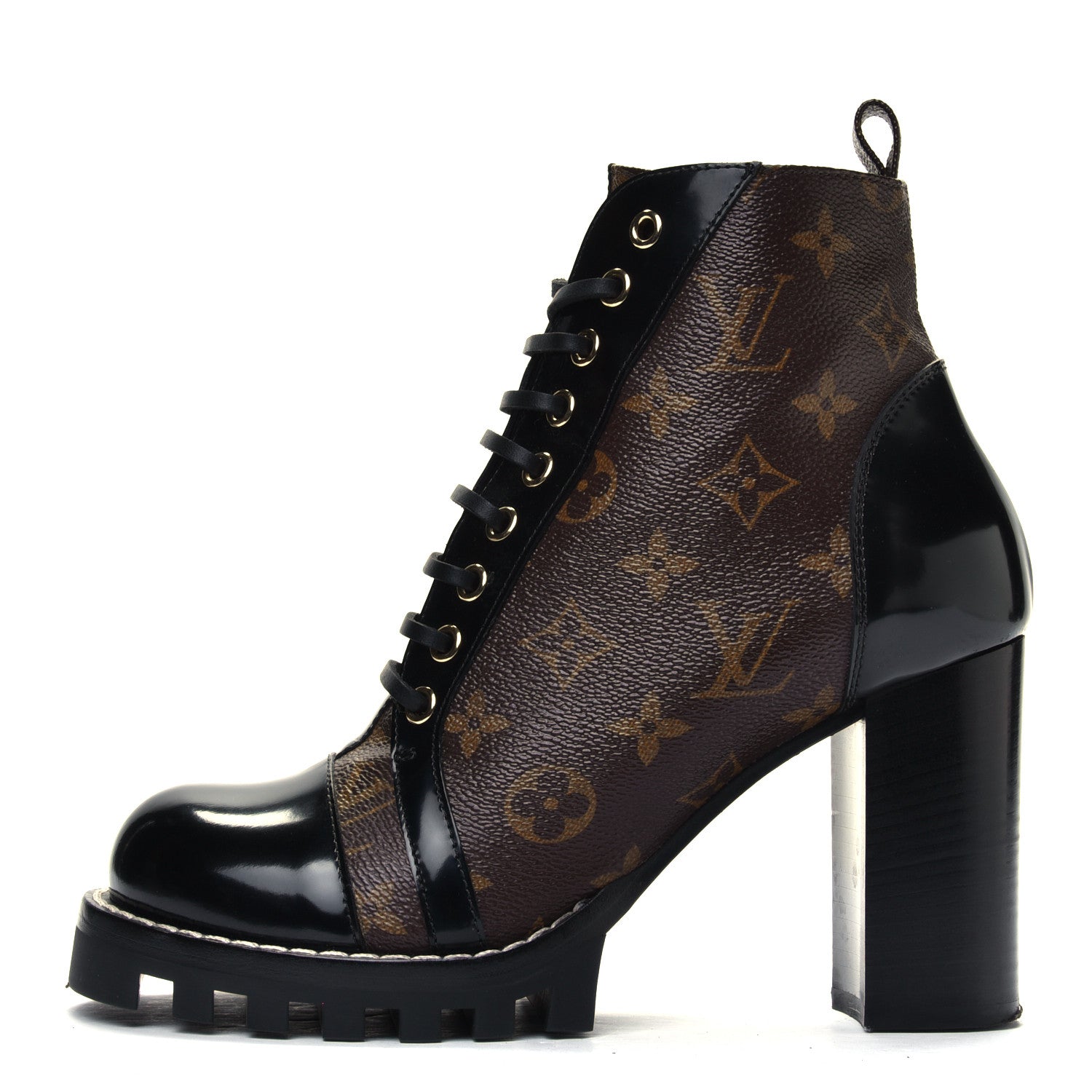 Louis Vuitton Patent Calfskin Monogram Star Trail Ankle Boots 38.5 Black 1 of 4