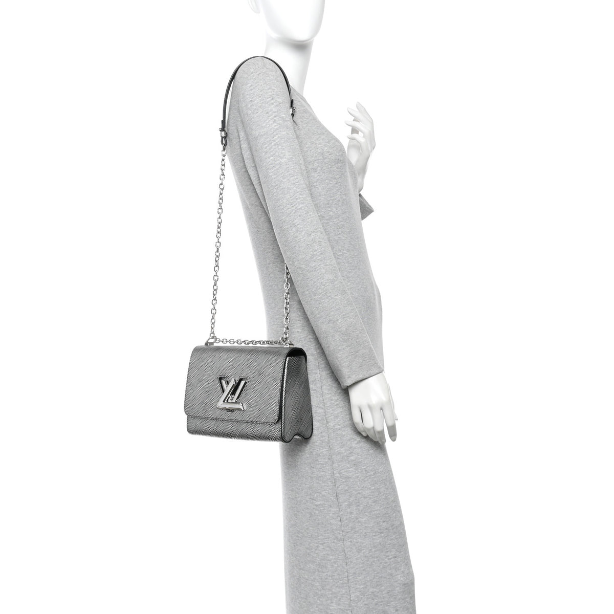Epi Twist Shoulder Bag MM Argent