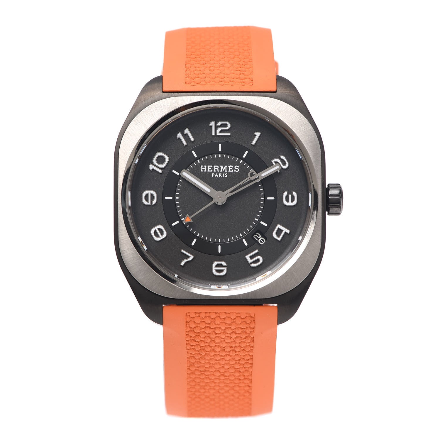 Hermes DLC Coated Titanium Rubber 39mm H08 Automatic Watch Orange 1 of 5