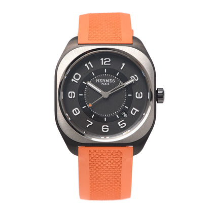 Hermes DLC Coated Titanium Rubber 39mm H08 Automatic Watch Orange 1 of 5