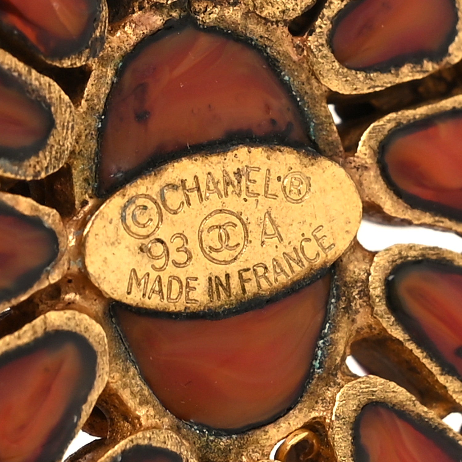 Chanel Gripoix Poured Glass CC Drop Clip On Earrings Red Gold 4 of 4