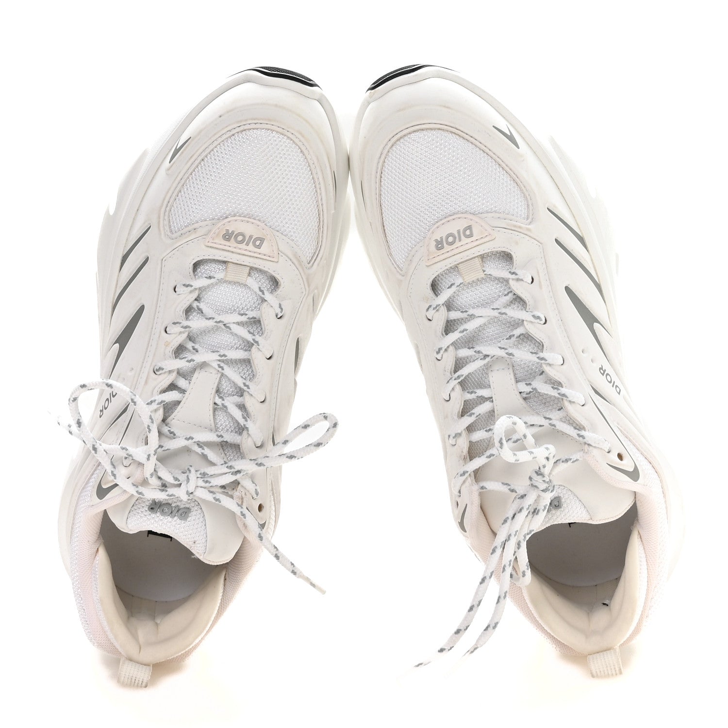 Christian Dior Technical Mesh Calfskin Mens B30 Sneakers 44.5 White Light Grey 2 of 9