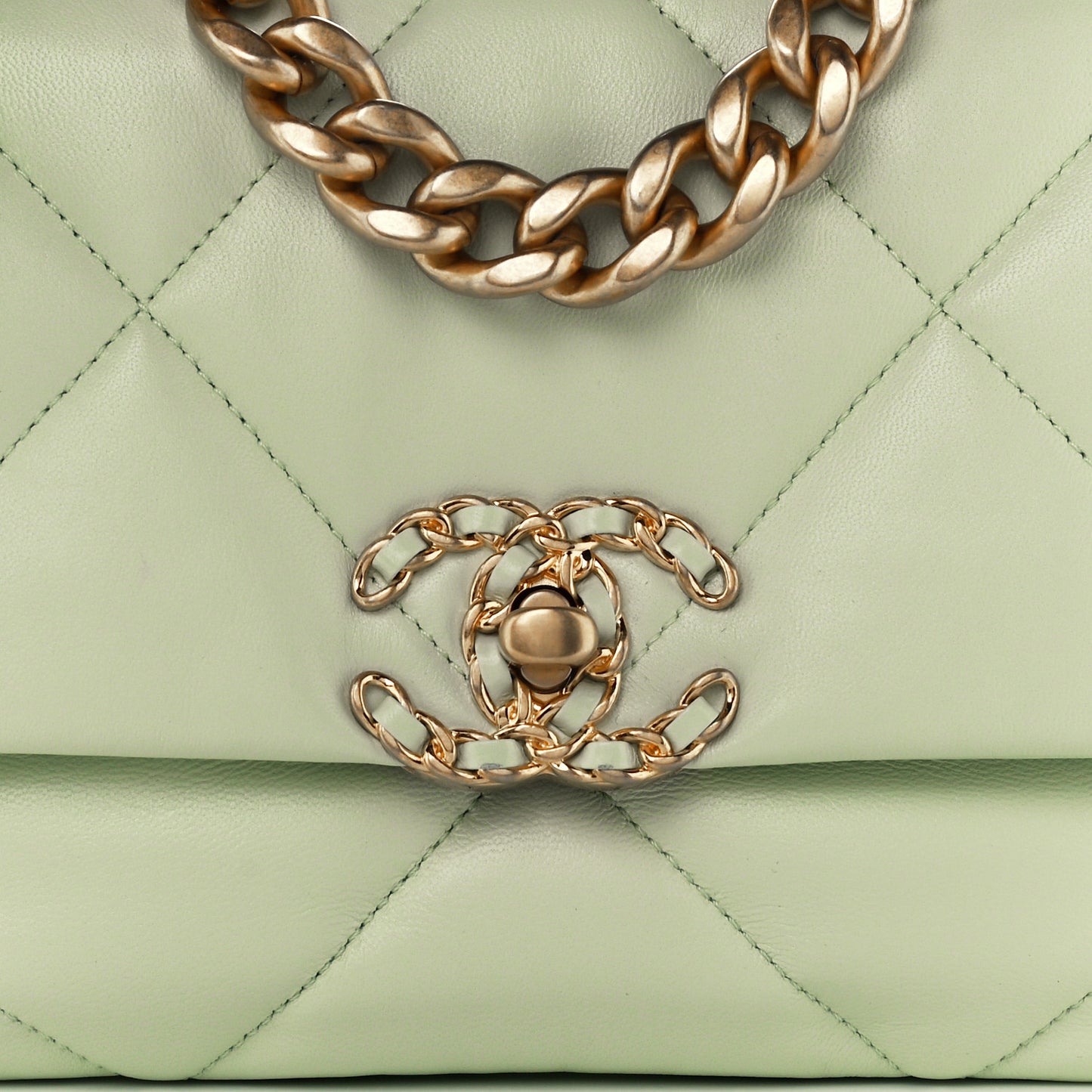 Lambskin Quilted Medium Chanel 19 Flap Light Green