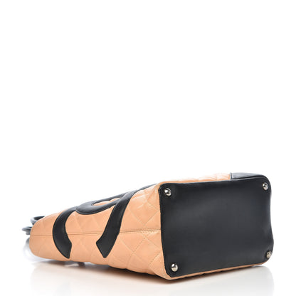 Chanel Calfskin Quilted Medium Cambon Tote Beige Black 4 of 19