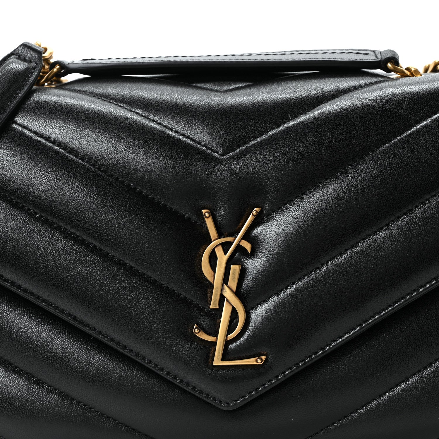 Saint Laurent Lambskin Chevron Quilted Medium LouLou Black 10 of 12