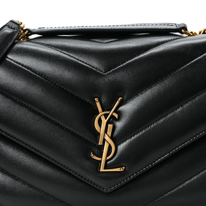 Saint Laurent Lambskin Chevron Quilted Medium LouLou Black 10 of 12