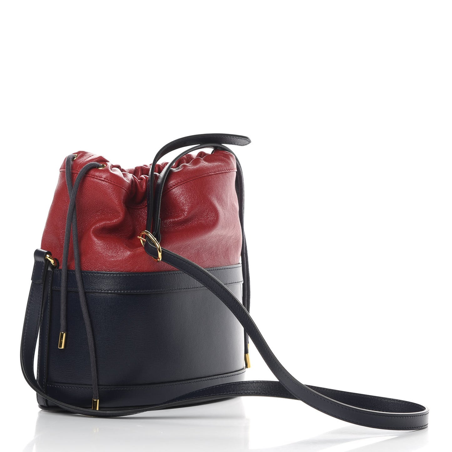 Azalea Sakai Be Green Calfskin Horsebit 1955 Drawstring Bucket Bag Blue New Cherry Red