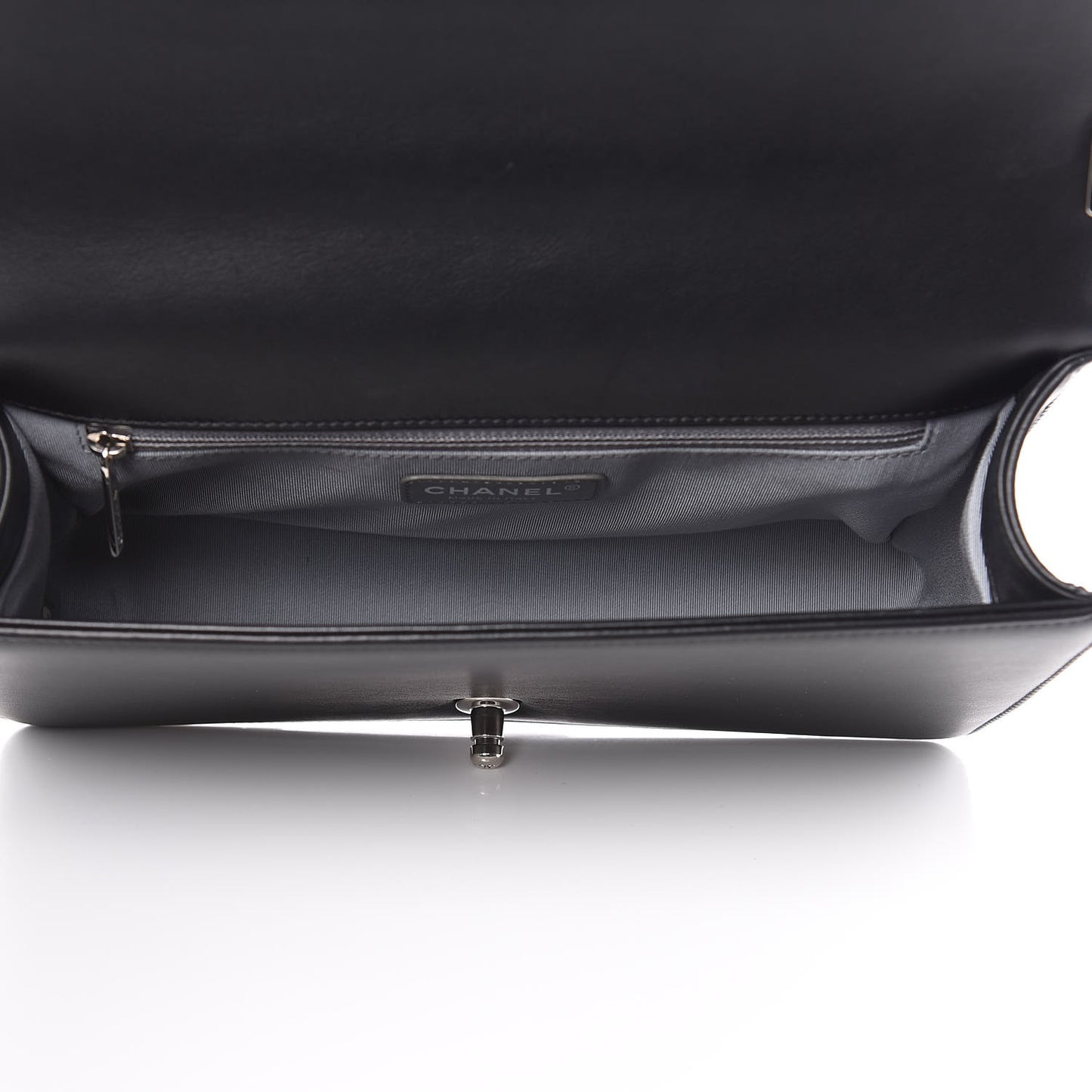 Calfskin Chevron New Medium Boy Flap Black