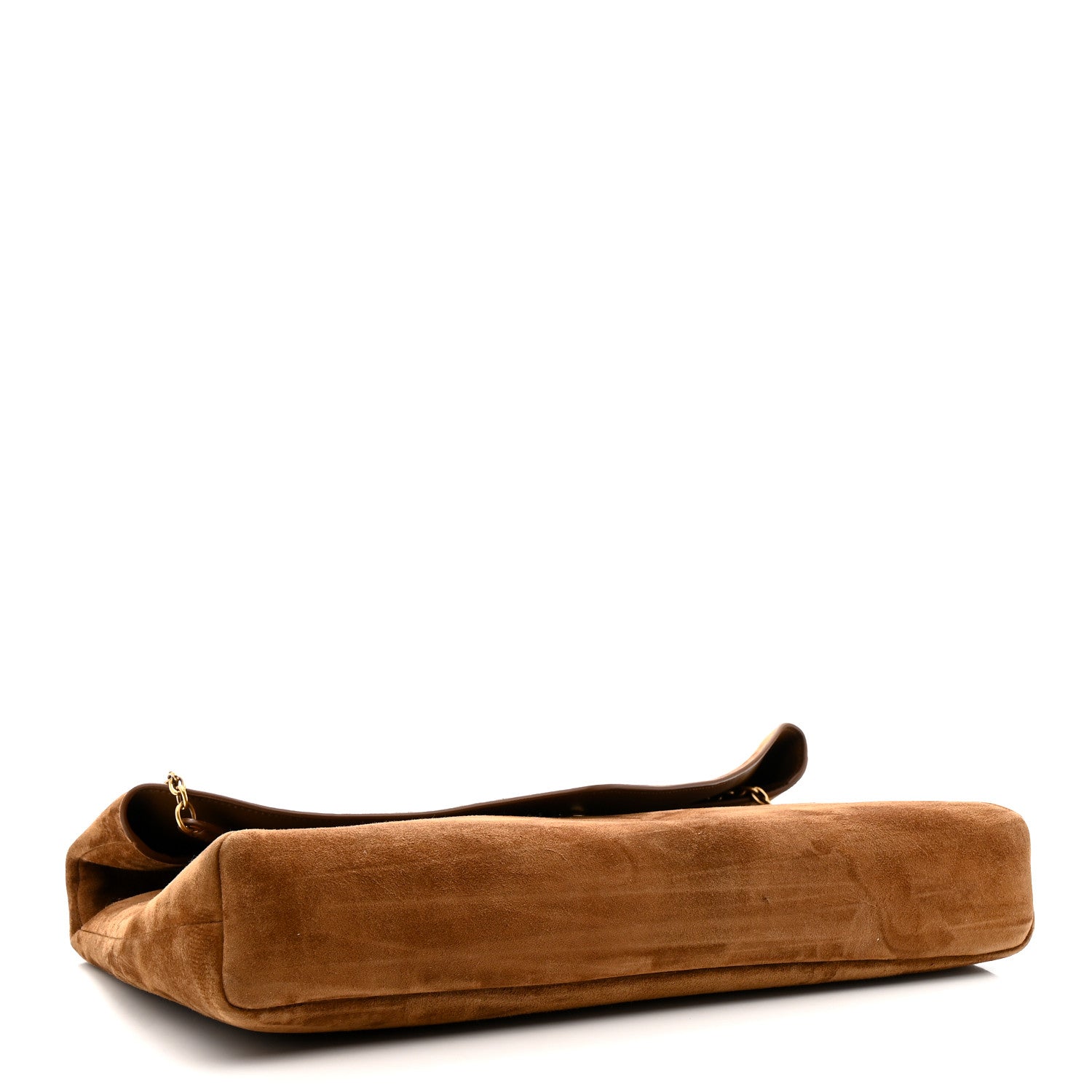 Saint Laurent Suede Large Cassandre Pouch On Chain Caramel Cognac