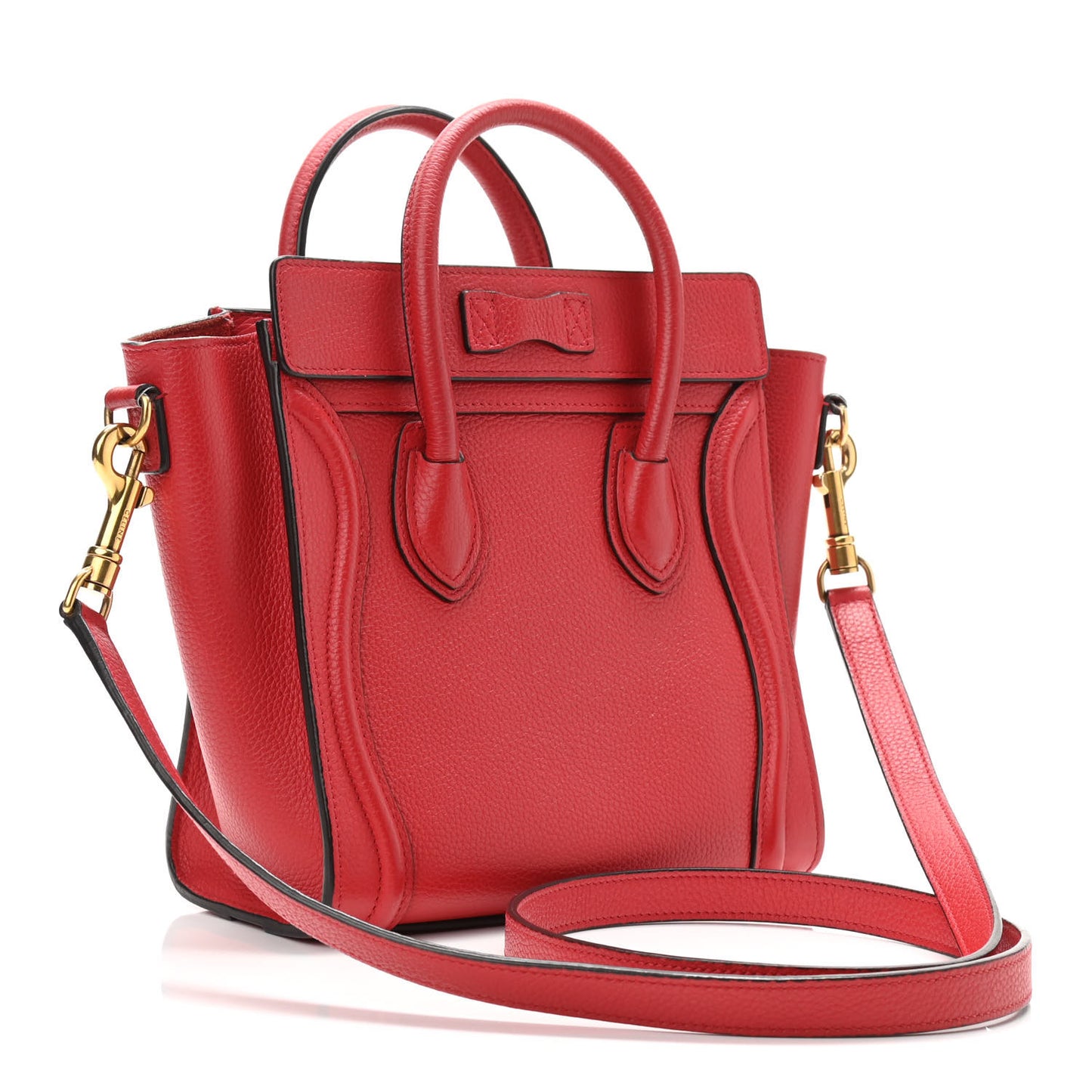 Drummed Calfskin Nano Luggage Red