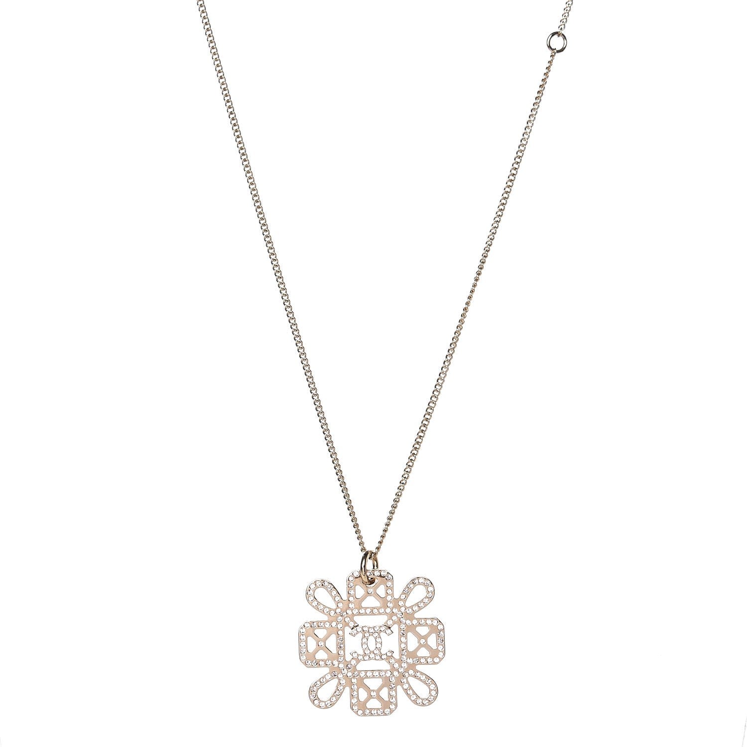 Chanel Crystal CC Necklace Light Gold 1 of 6