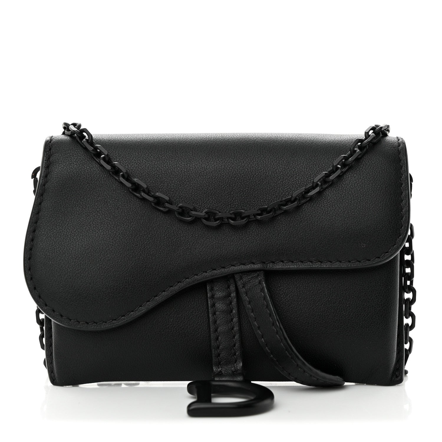 Christian Dior Ultra Matte Calfskin Nano Saddle Chain Pouch Black 1 of 11