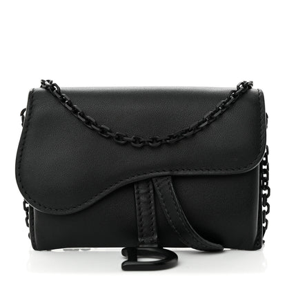 Christian Dior Ultra Matte Calfskin Nano Saddle Chain Pouch Black 1 of 11