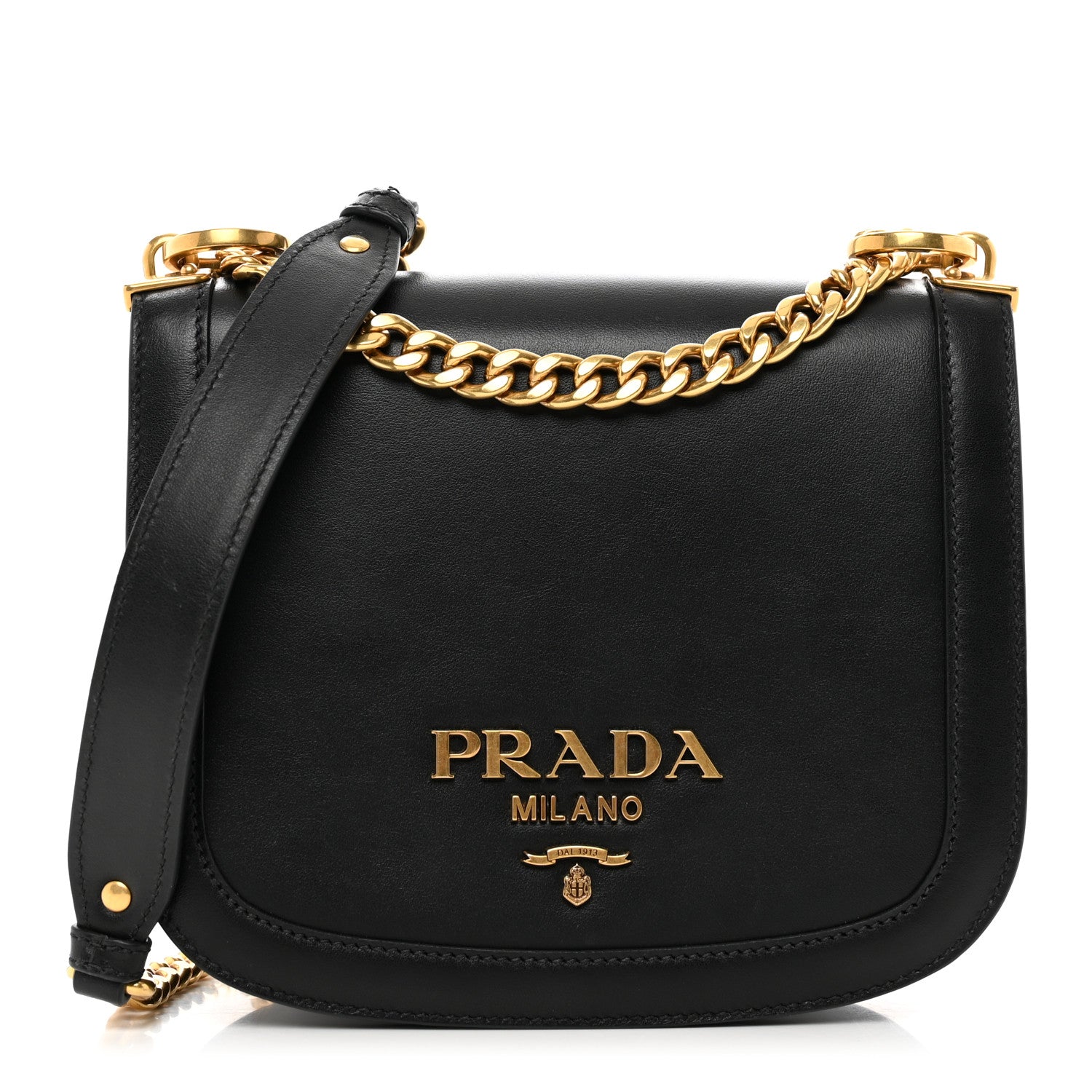 Prada City Calf Pionniere Saddle Bag Black 1 of 8