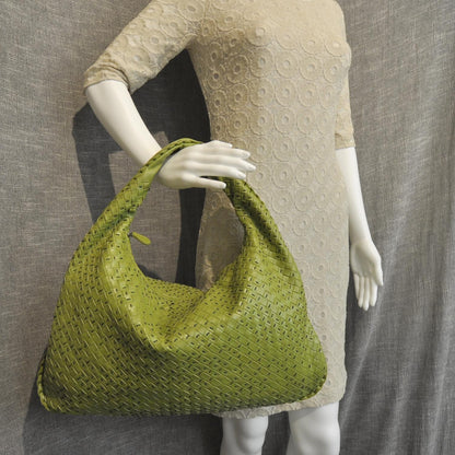 Bottega Veneta Shiny Calfskin Large Top Stitched Veneta Hobo 2 of 9