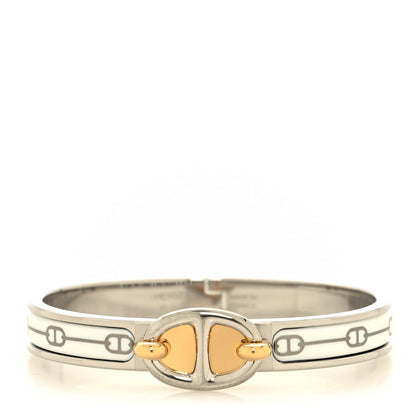 Hermes Enamel Mini Farandole Clic Chaine D'Ancre Bracelet Platine White 1 of 6